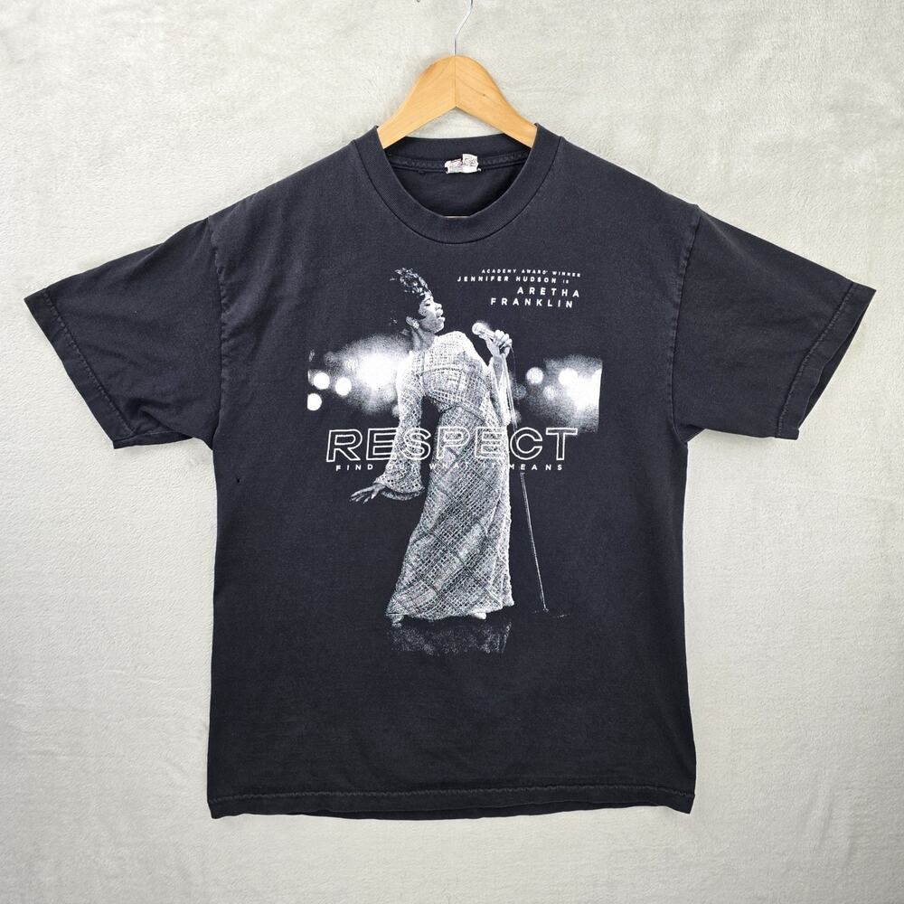 Aretha Franklin Respect Movie Promo Shirt Large Soul Music Double Sided Hudson